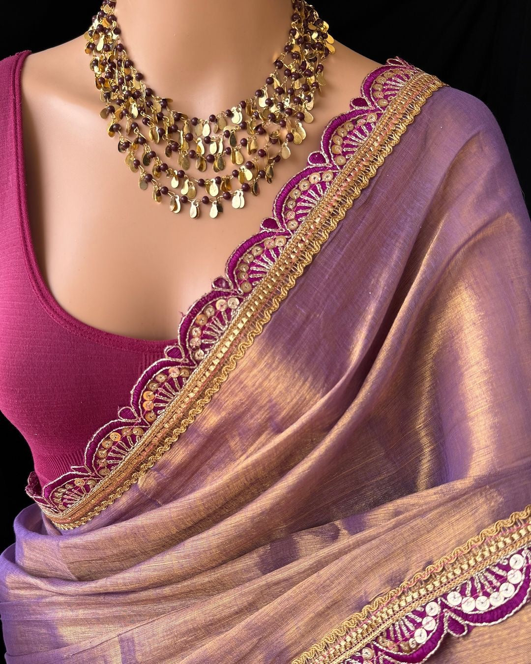 Glamorous Cotton Tissue silk Saree With Heavy benglory Silk Blouse