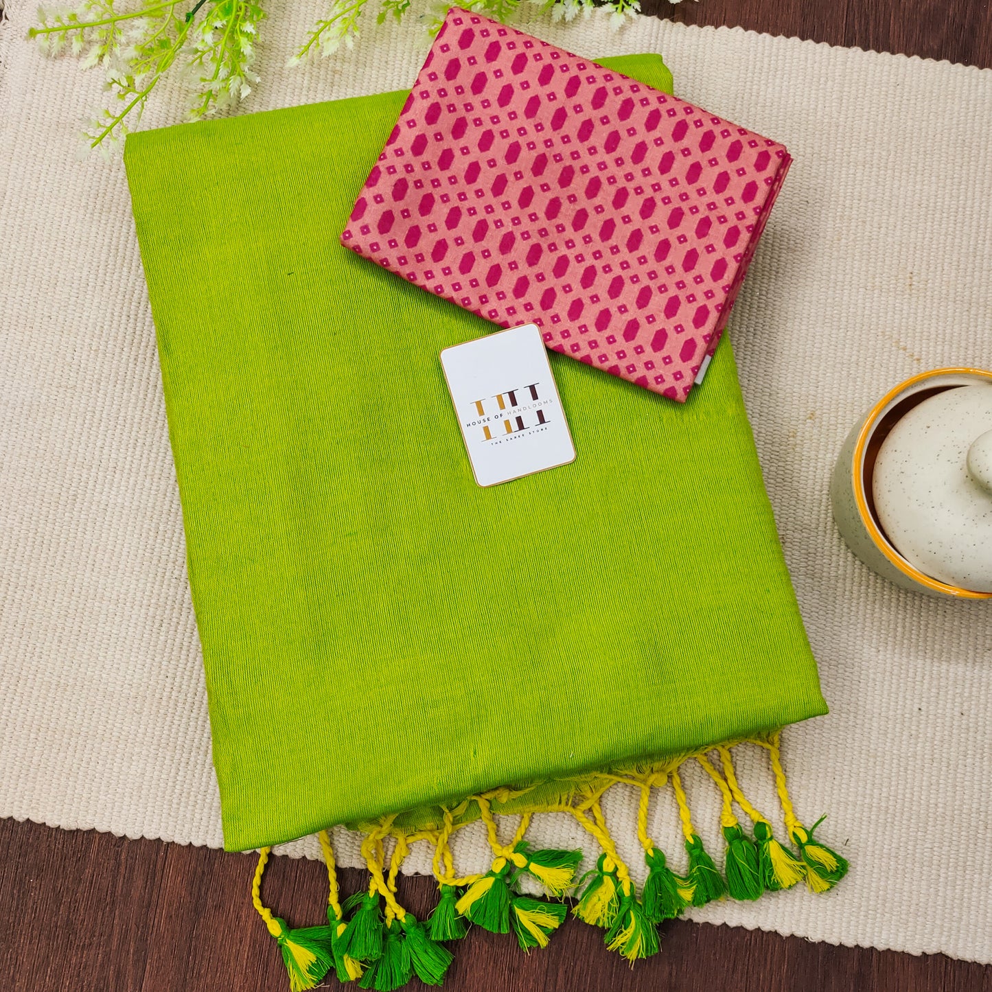 Farm Green Color Cotton Saree