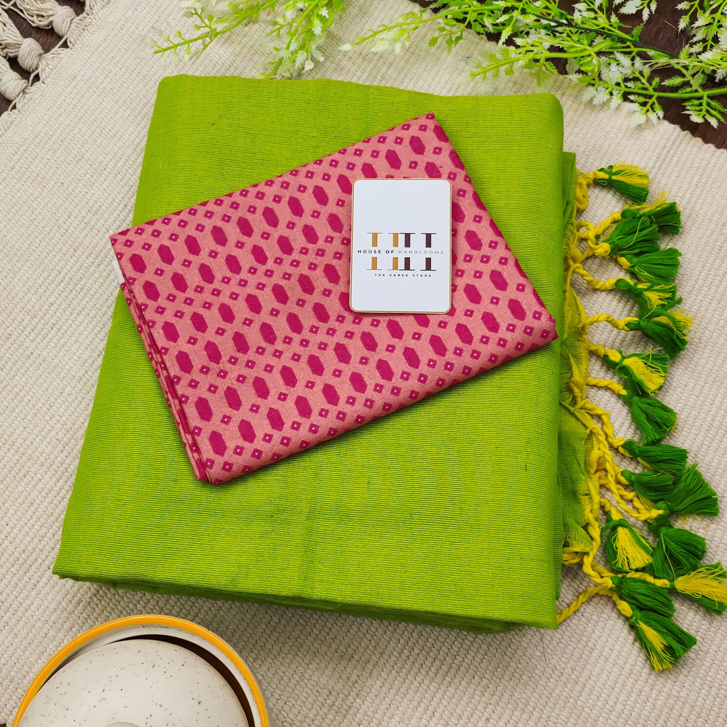 Farm Green Color Cotton Saree