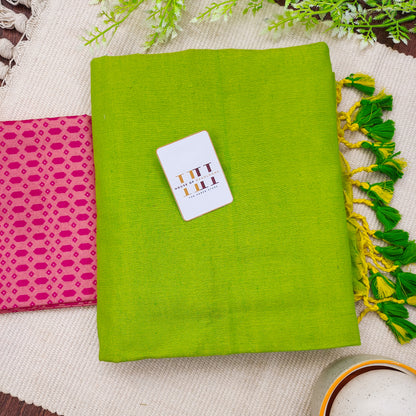 Farm Green Color Cotton Saree