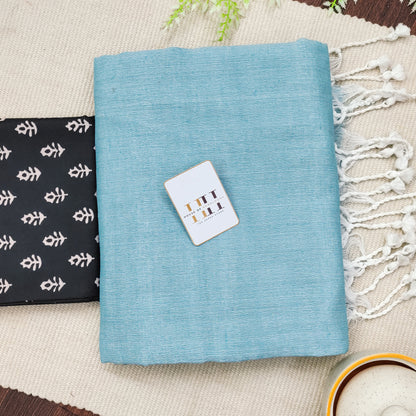 Sky Blue Handloom Cotton Saree