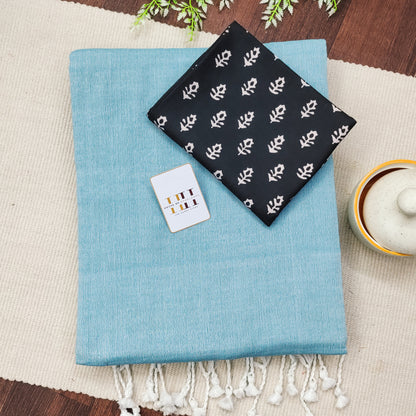 Sky Blue Handloom Cotton Saree