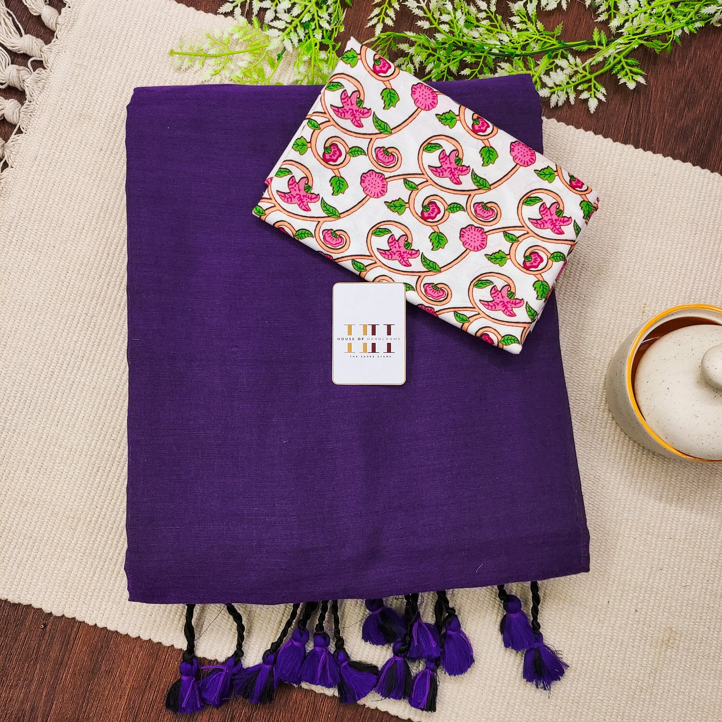 Purple Color Cotton Saree