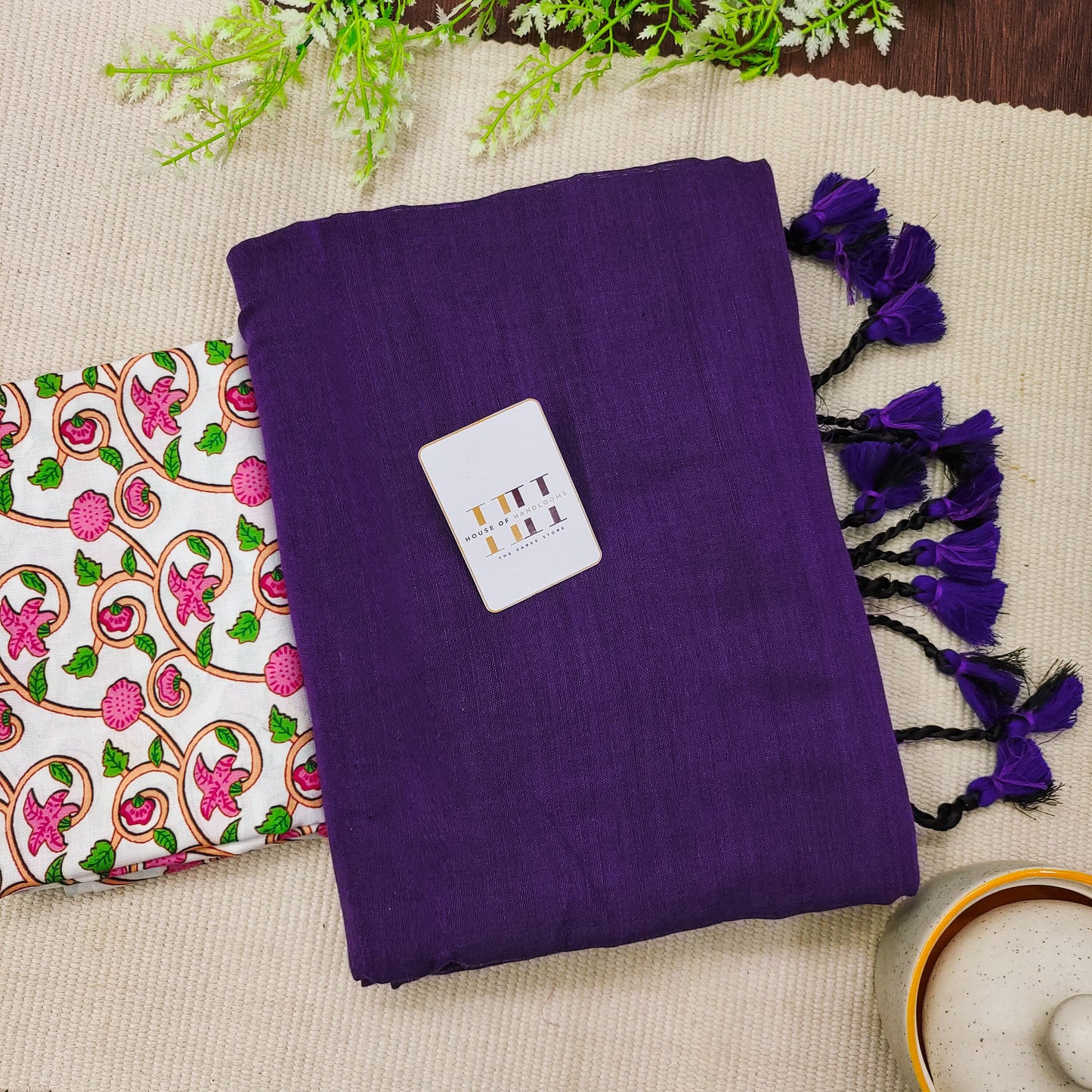 Purple Color Cotton Saree