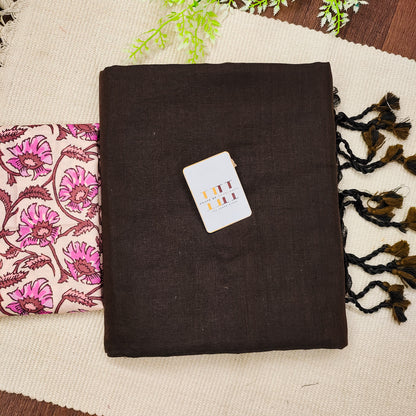 Mocha Brown Cotton Saree