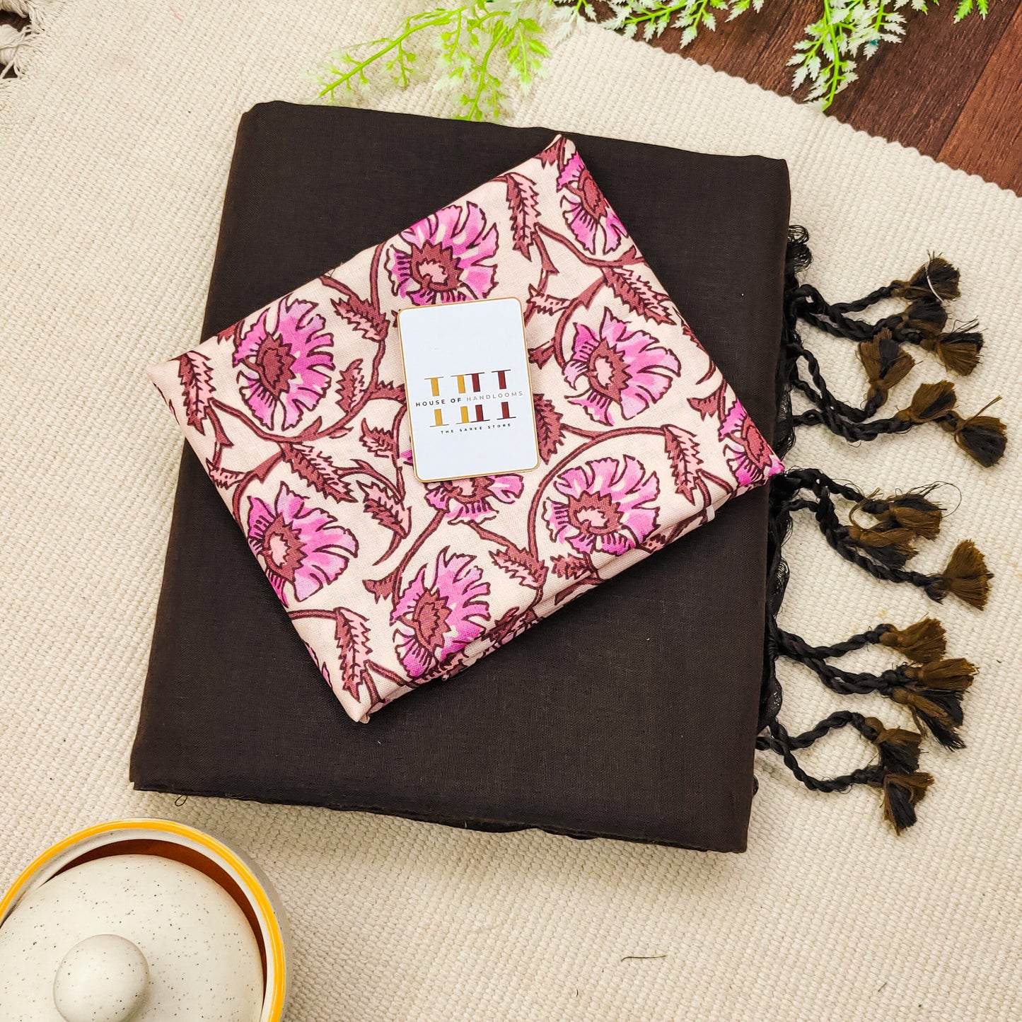 Mocha Brown Cotton Saree