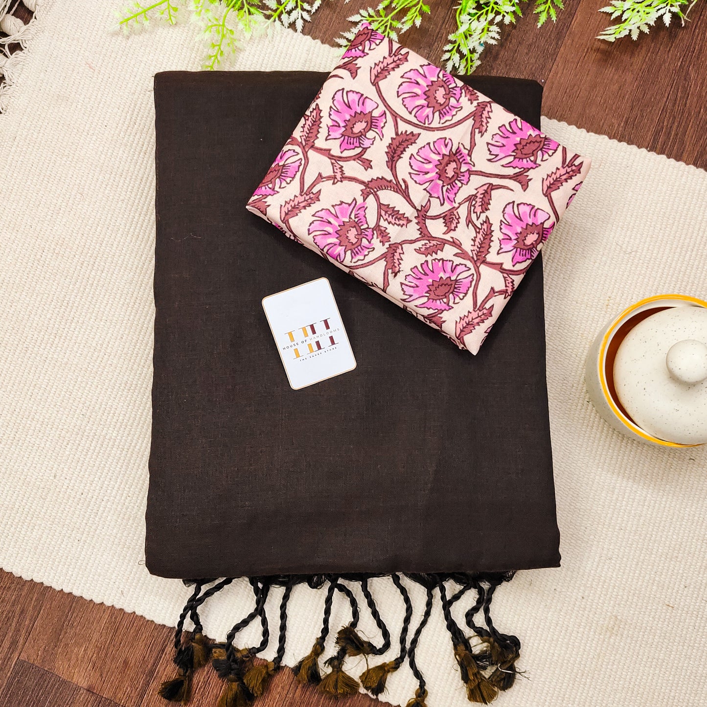 Mocha Brown Cotton Saree