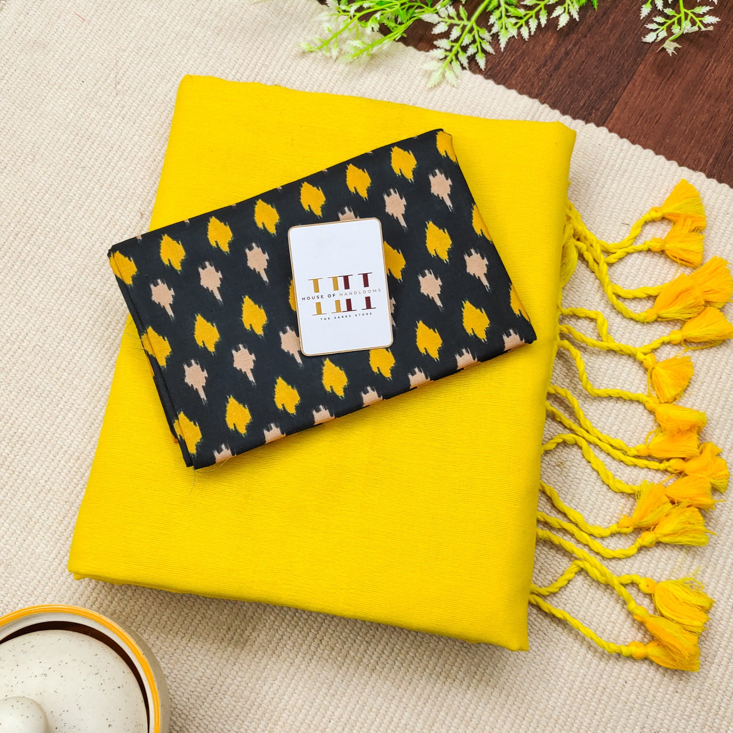 sunshine yellow saree with black blouse