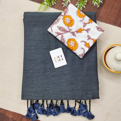 Cloud Grey Color Cotton Saree