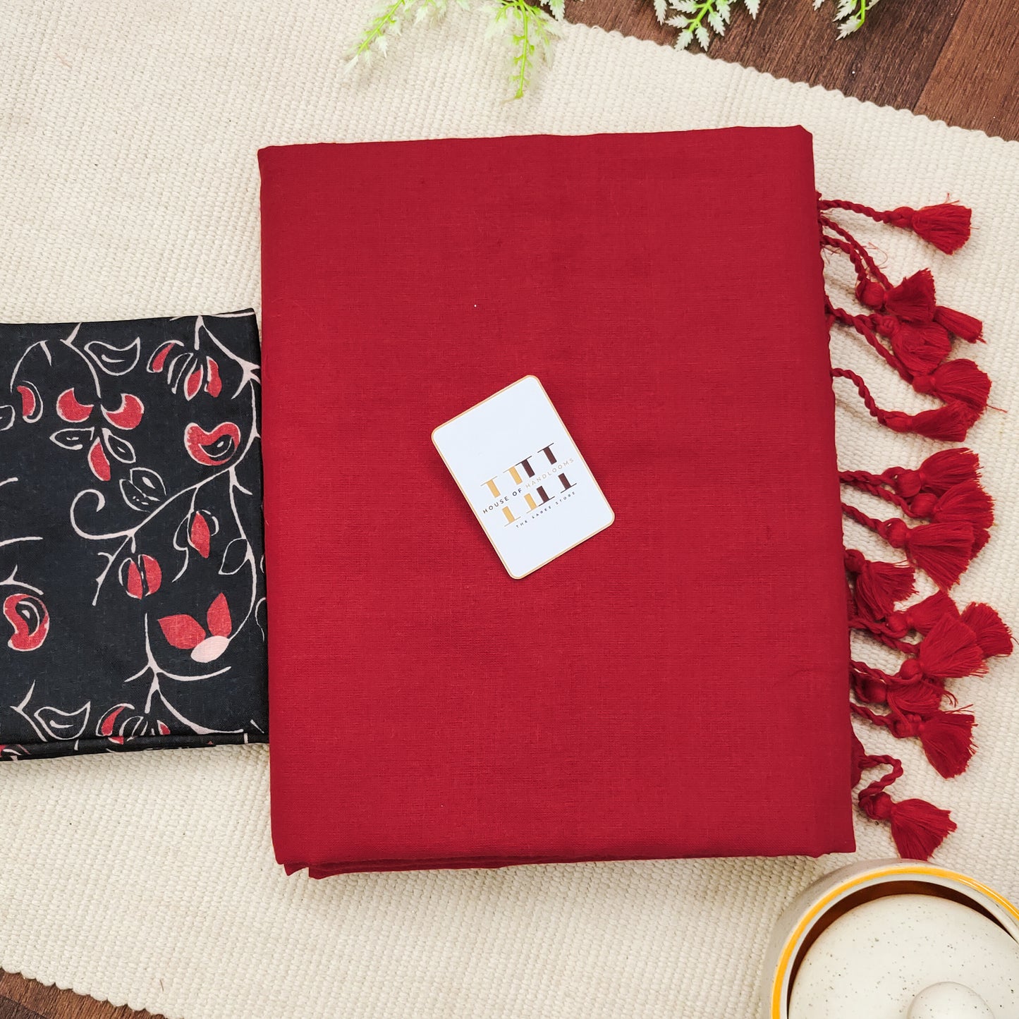 Ruby Red Cotton Saree