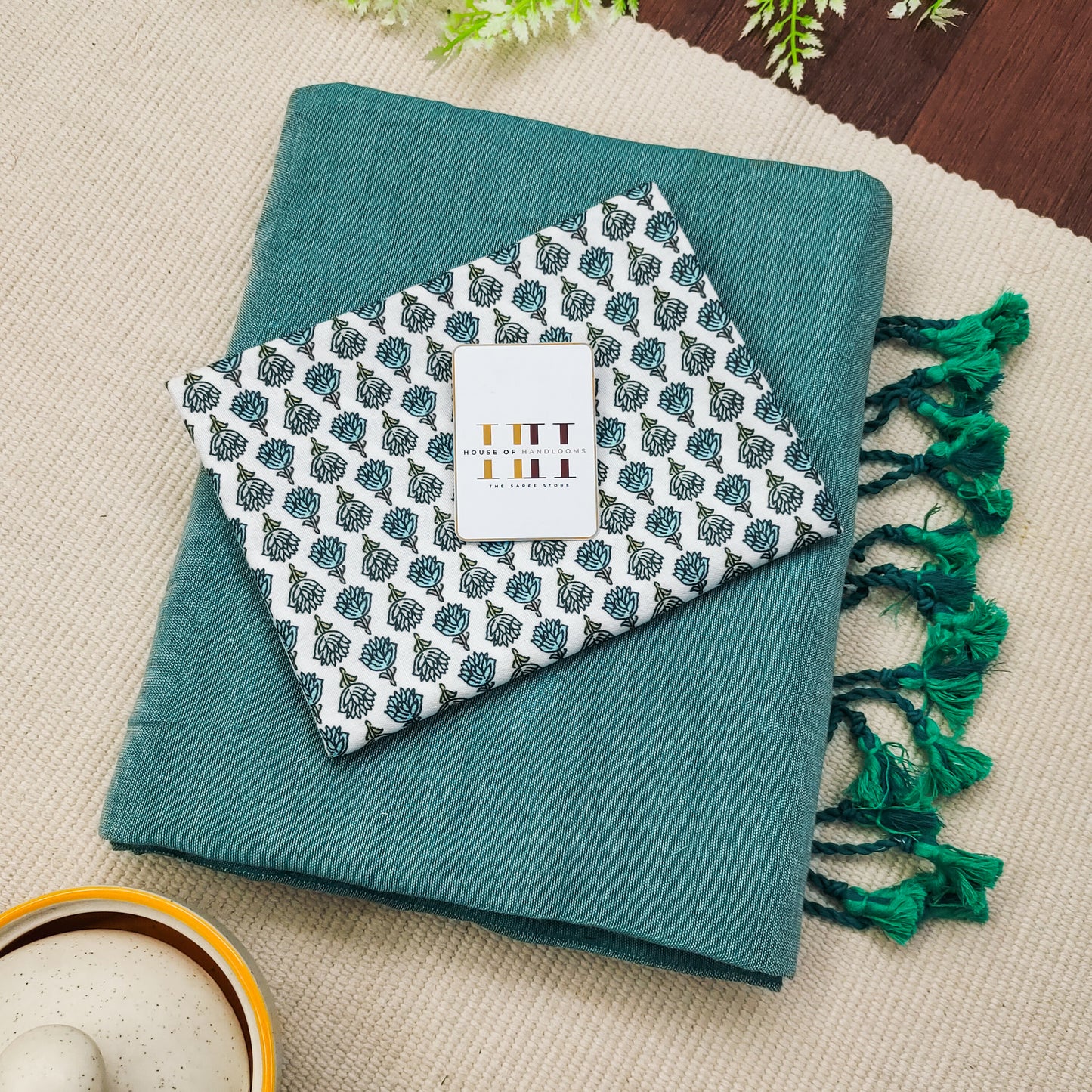 Deep Sea Green Cotton Handloom Saree