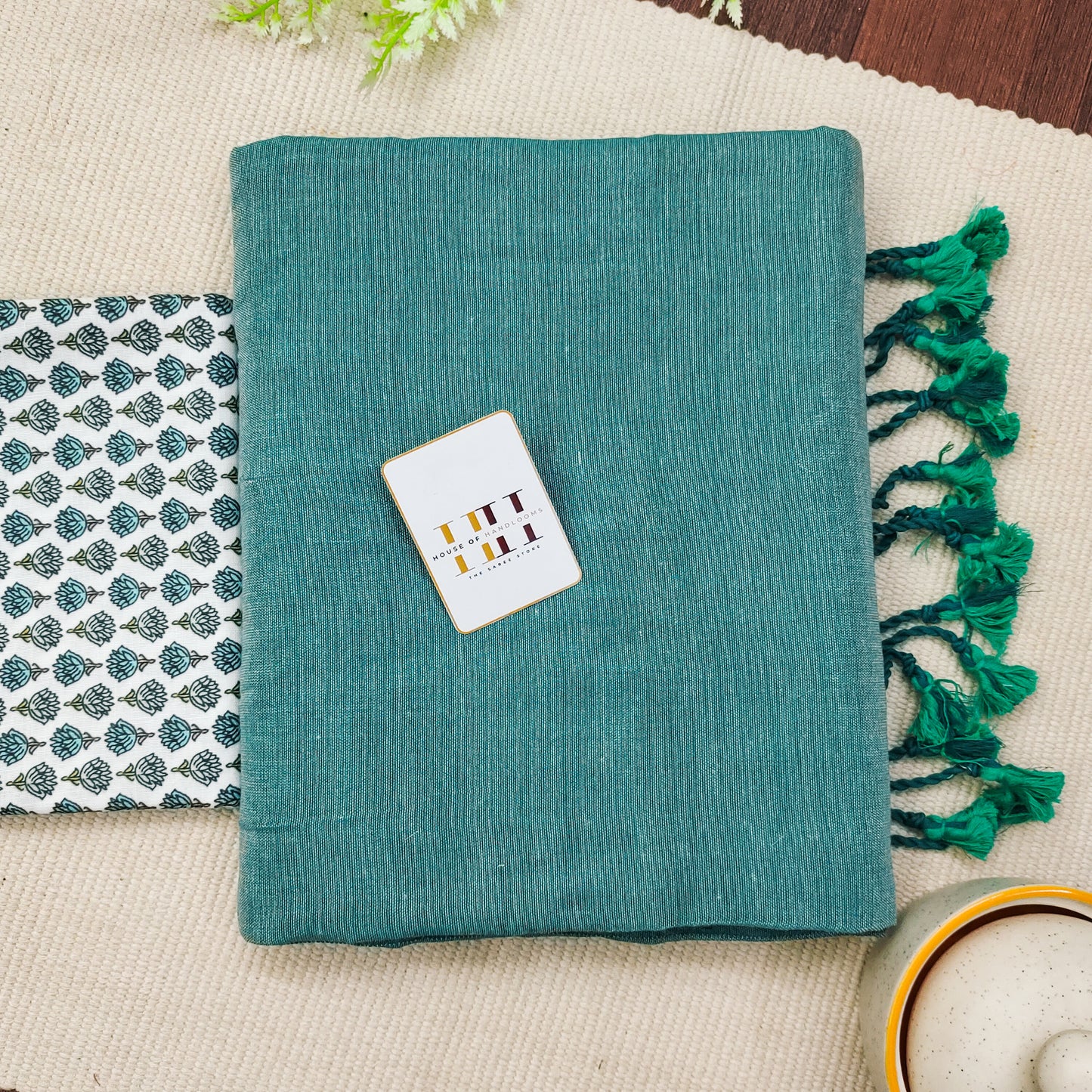 Deep Sea Green Cotton Handloom Saree