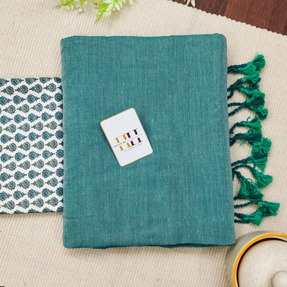 Deep Sea Green Cotton Handloom Saree