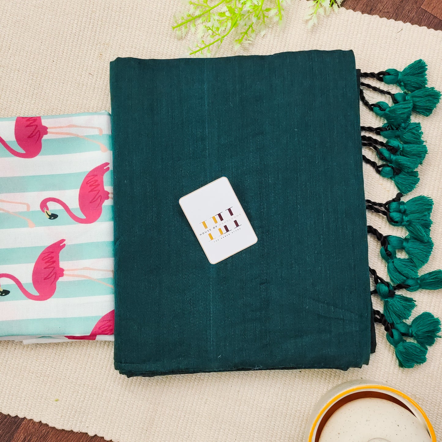 Dark Green Color Cotton Saree