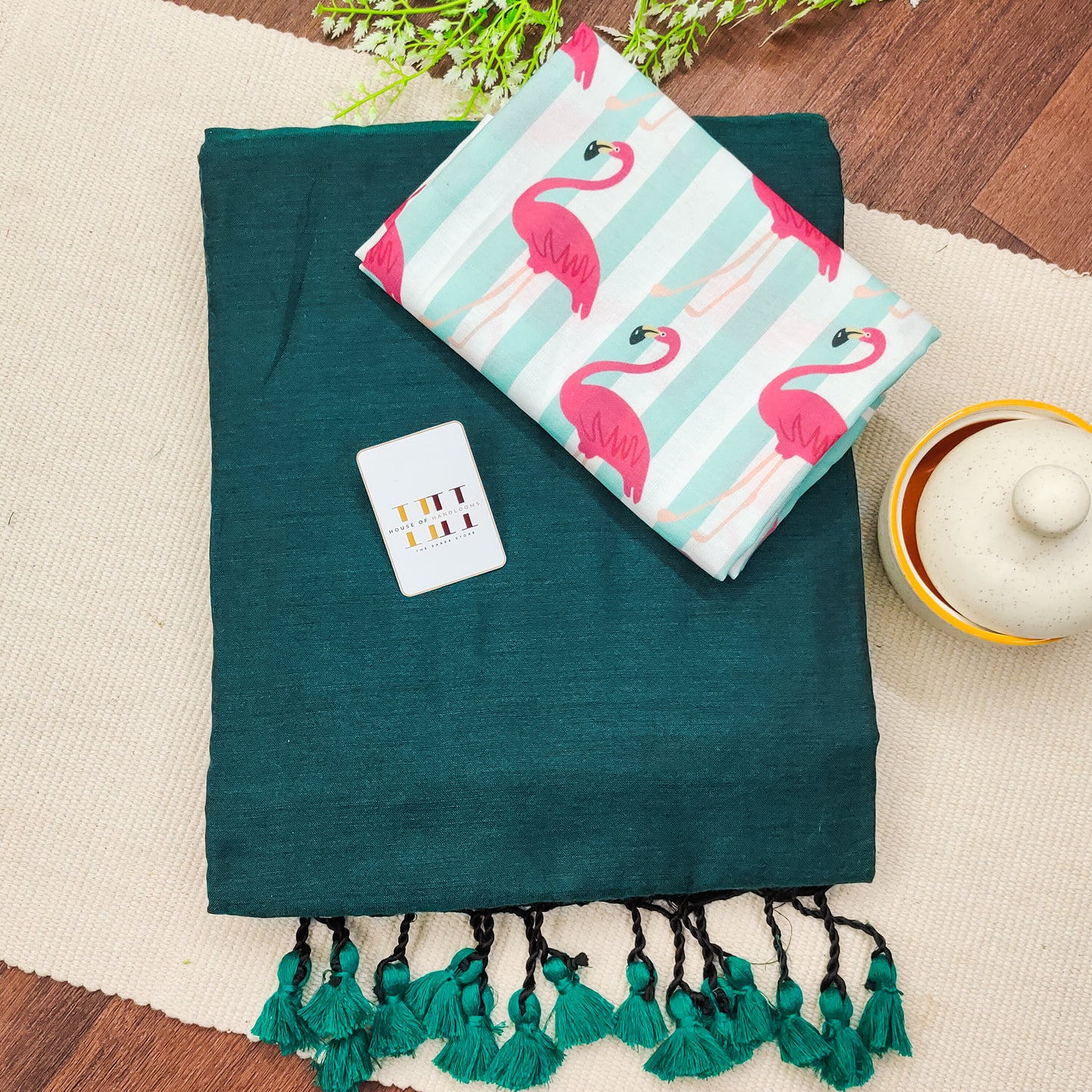 Dark Green Color Cotton Saree