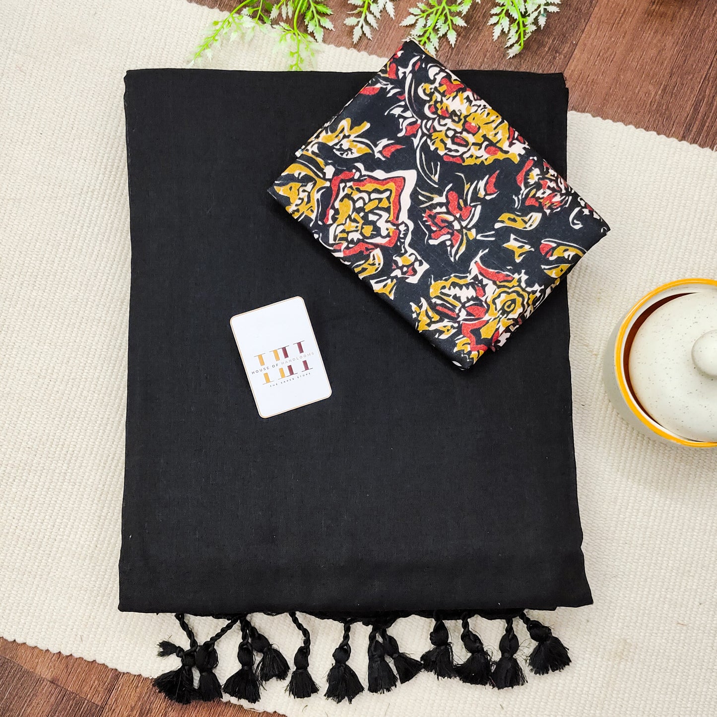 Midnight Black Color Cotton Saree