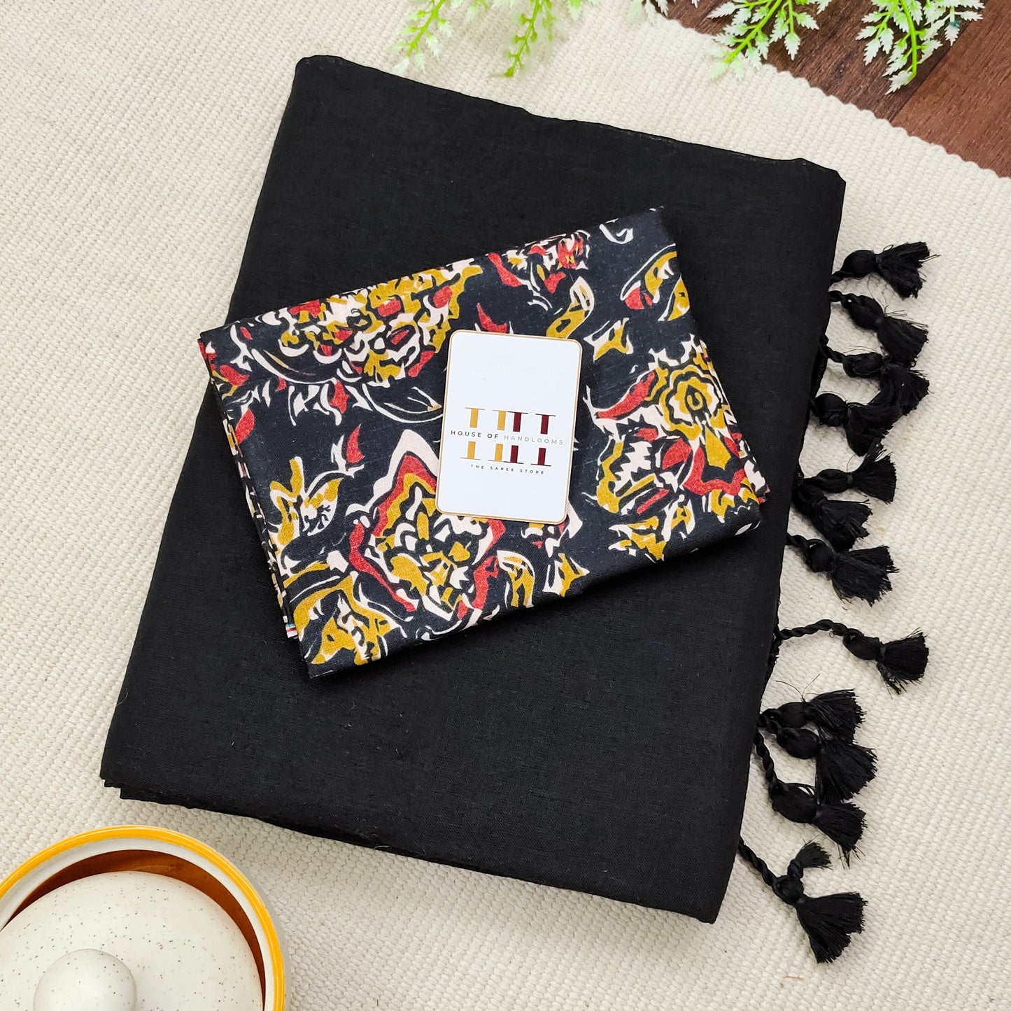 Midnight Black Color Cotton Saree