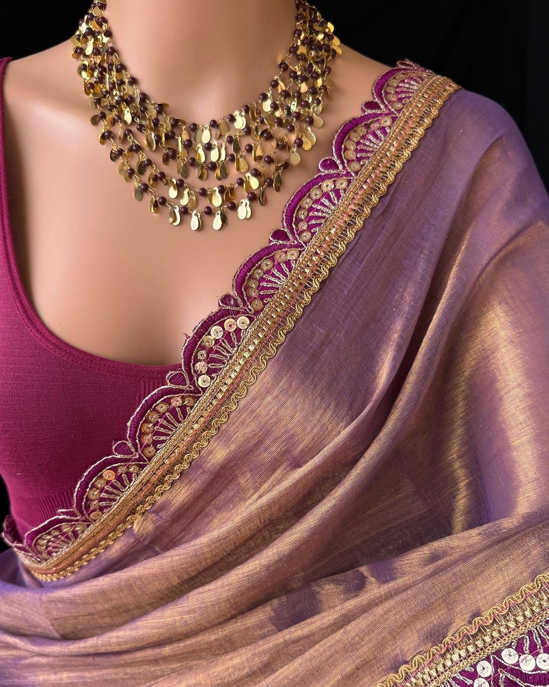Glamorous Cotton Tissue silk Saree With Heavy benglory Silk Blouse