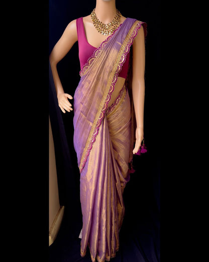 Glamorous Cotton Tissue silk Saree With Heavy benglory Silk Blouse