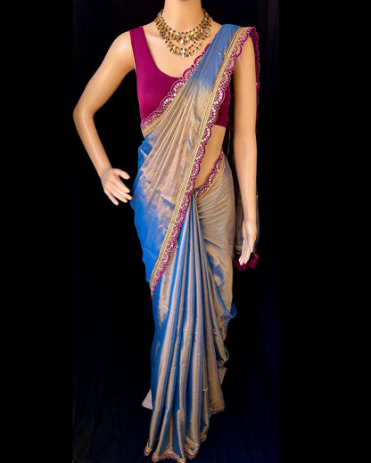 Modern Cotton Tissue Silk Saree With Heavy benglory silk Blouse