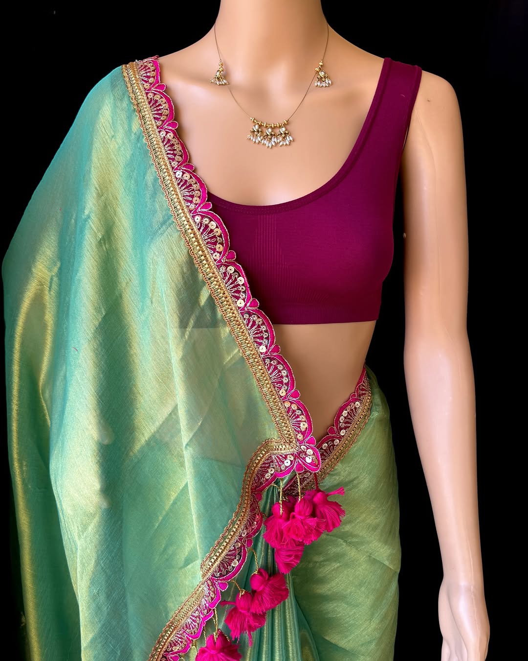 Perfect Cotton Tissue Silk Saree With benglory Silk Blouse
