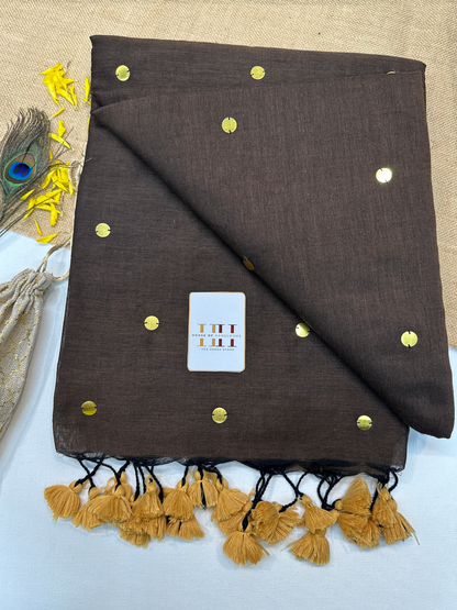 Earthy brown saree with running blouse
