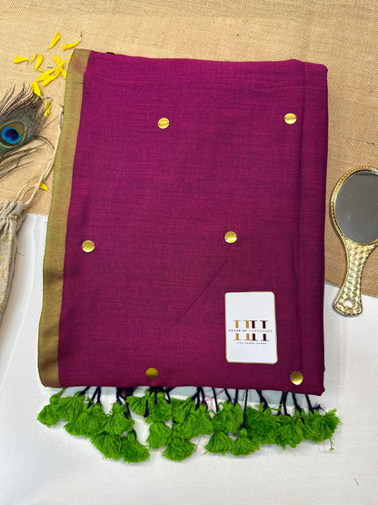 Stunning magenta pink saree with matching blouse