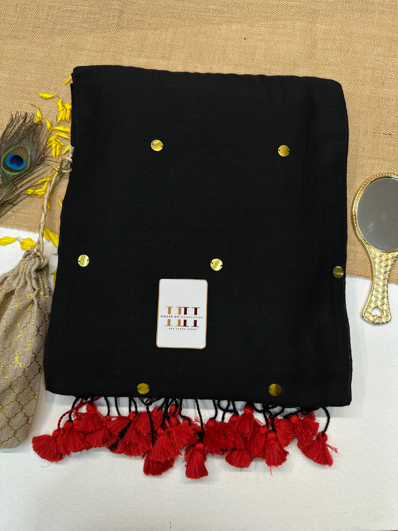 Royal black saree with running blouse