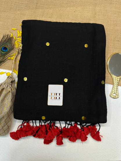 Royal black saree with running blouse