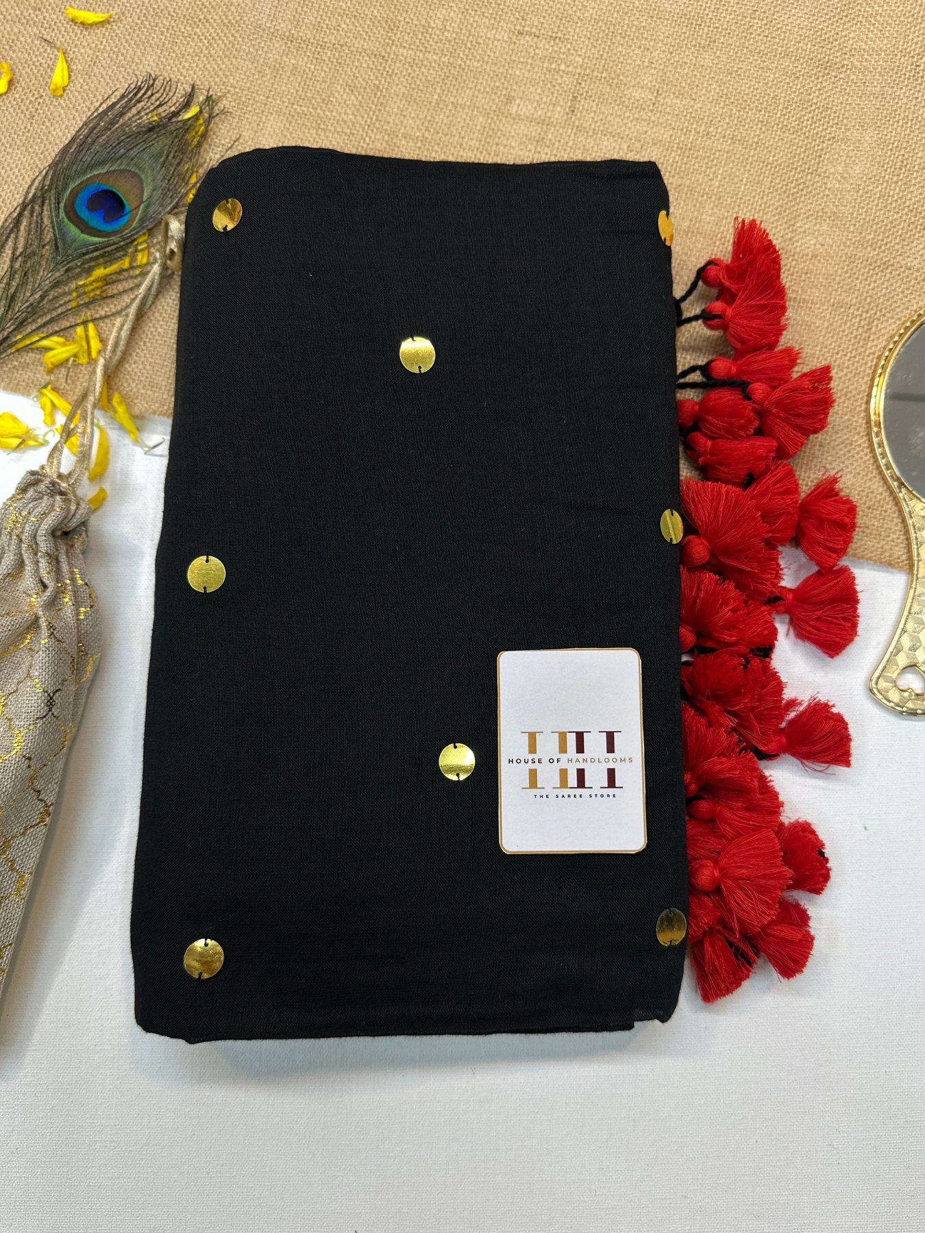 Royal black saree with running blouse