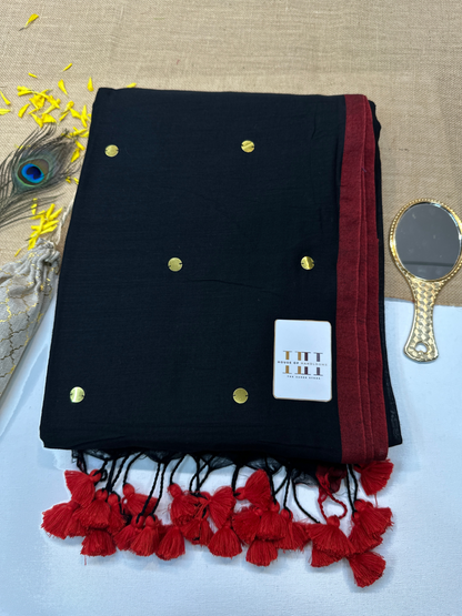 Royal black saree with running blouse