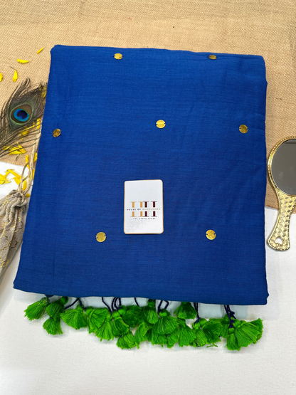 Deep blue saree with matching blouse