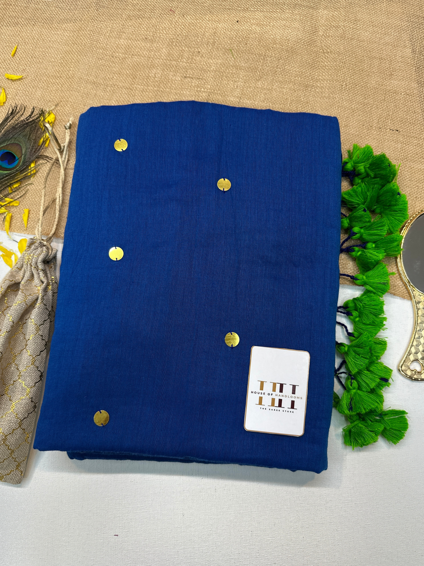 Deep blue saree with matching blouse