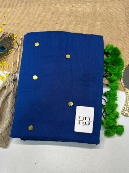 Deep blue saree with matching blouse