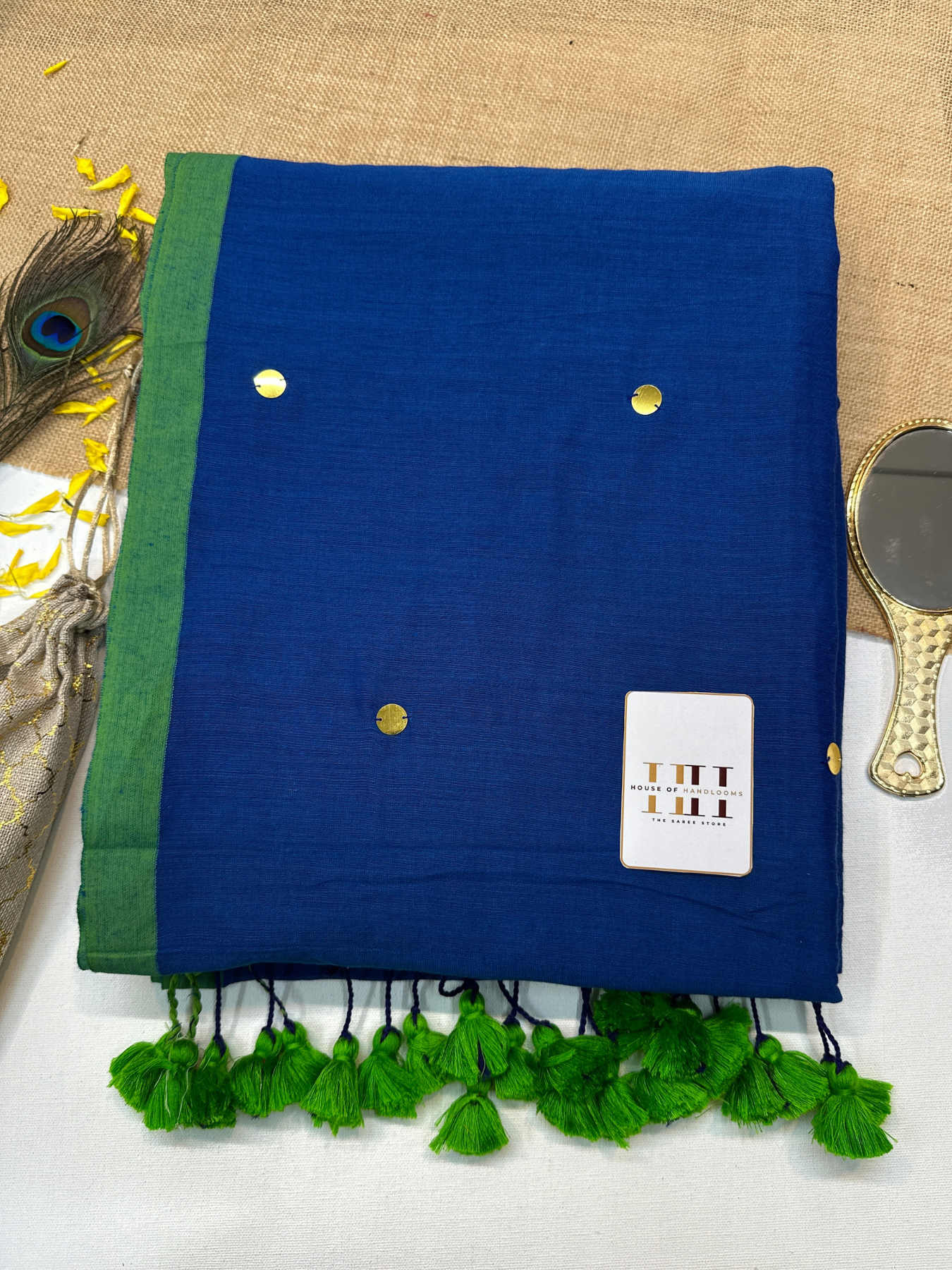 Deep blue saree with matching blouse