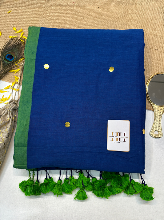 Deep blue saree with matching blouse