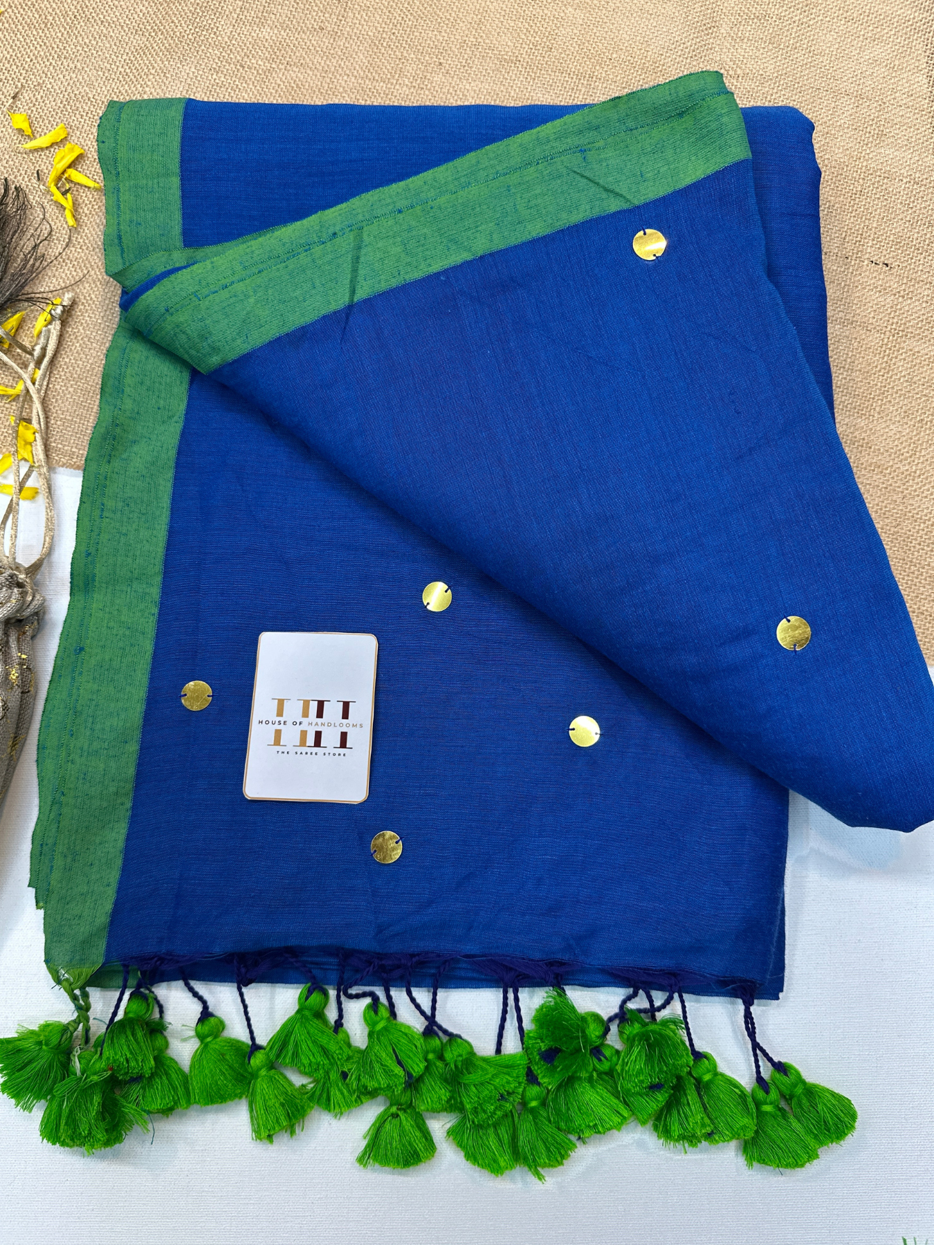 Deep blue saree with matching blouse