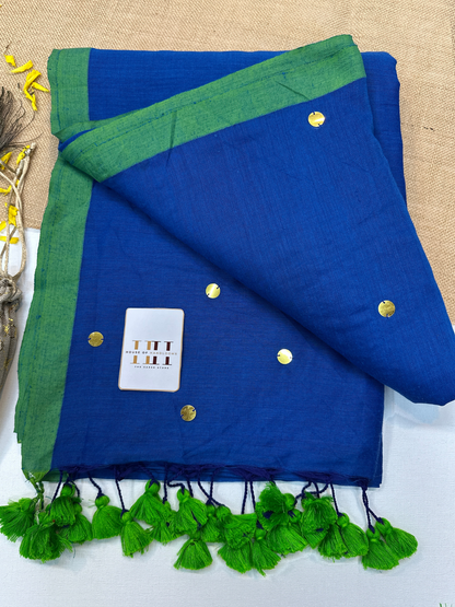 Deep blue saree with matching blouse