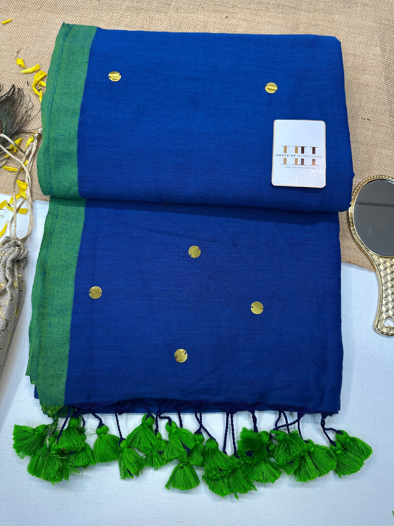 Deep blue saree with matching blouse