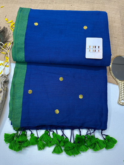 Deep blue saree with matching blouse
