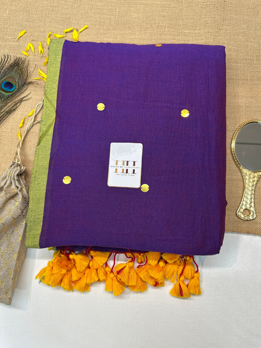 Beautiful purple saree with running blouse