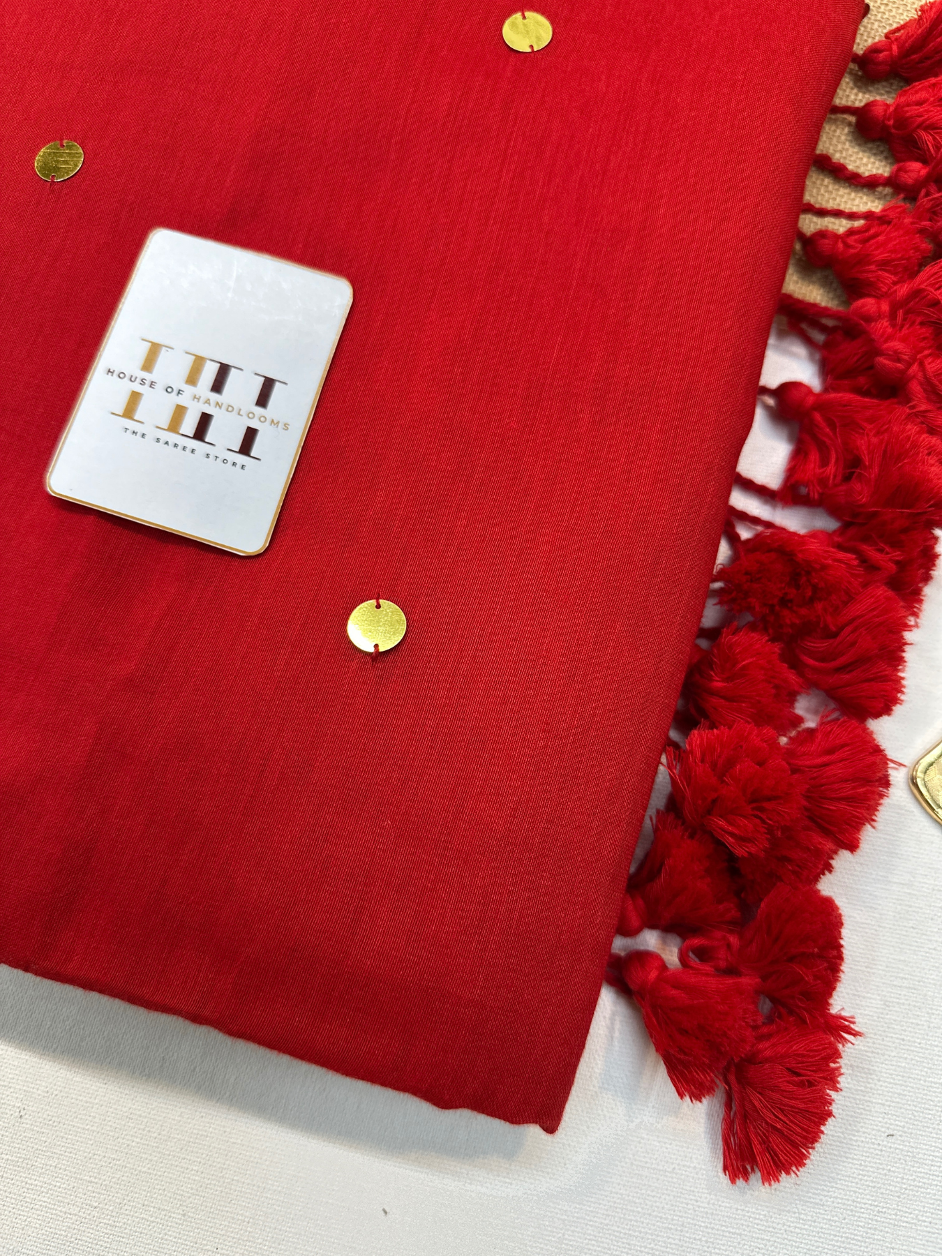 Gorgeous cherry red saree with running blouse