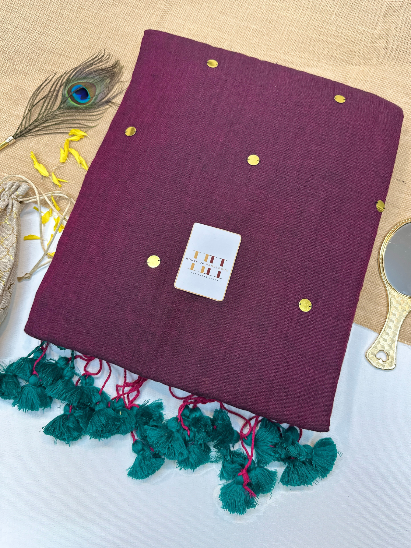 Stylish wine saree with running blouse