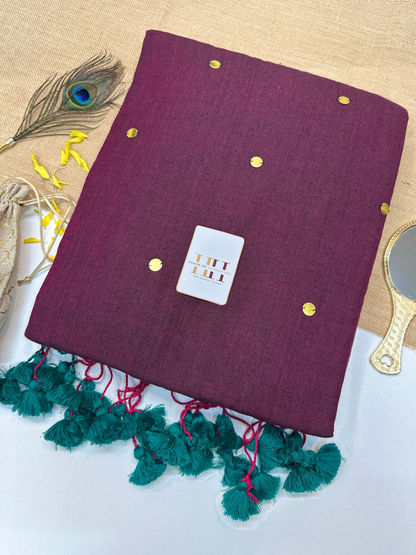 Stylish wine saree with running blouse