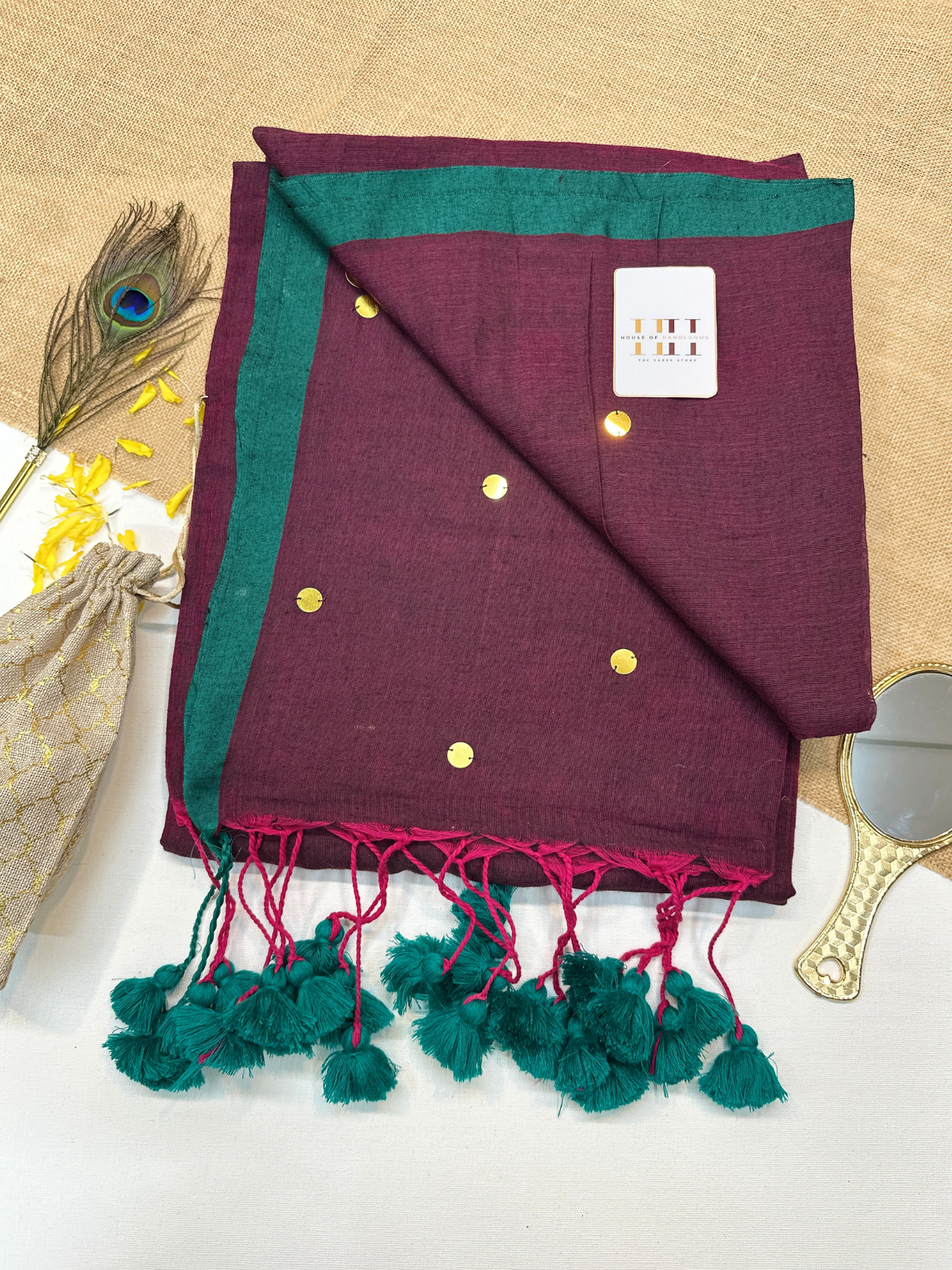 Stylish wine saree with running blouse