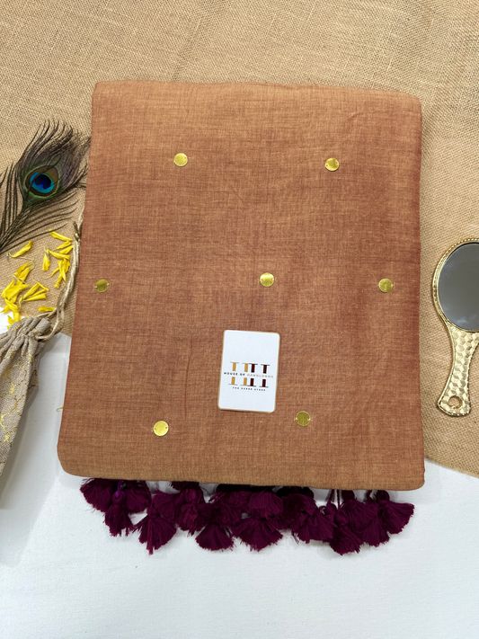 Golden brown saree with matching blouse