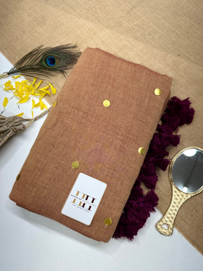 Golden brown saree with matching blouse
