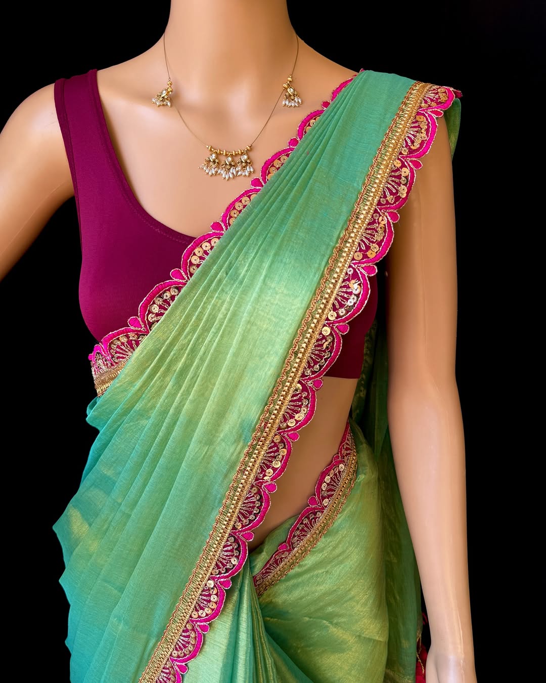 Perfect Cotton Tissue Silk Saree With benglory Silk Blouse