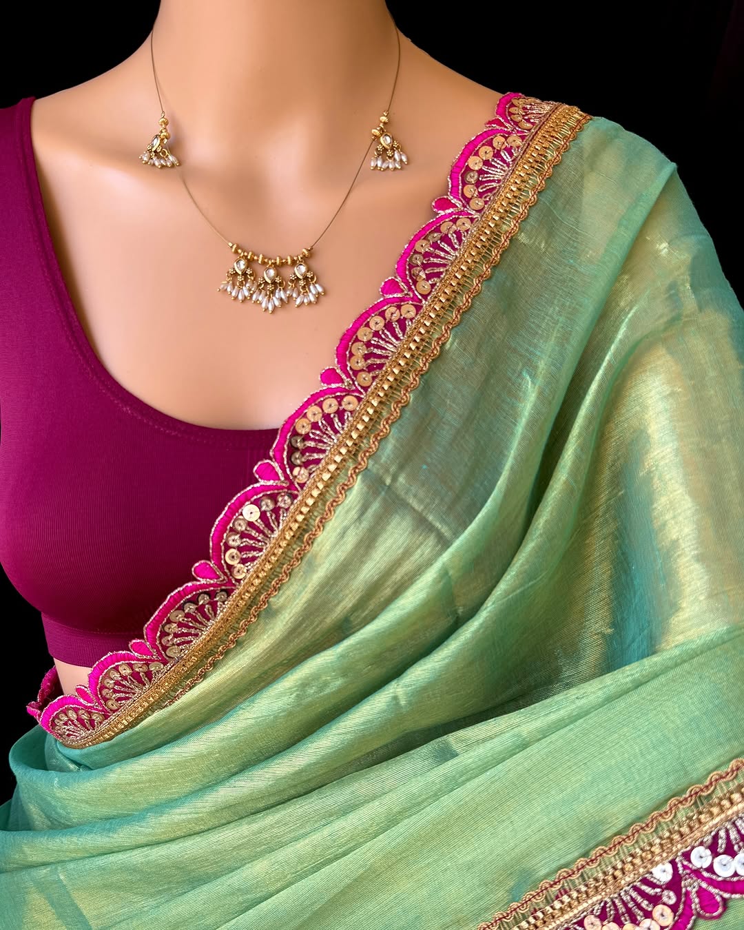 Perfect Cotton Tissue Silk Saree With benglory Silk Blouse
