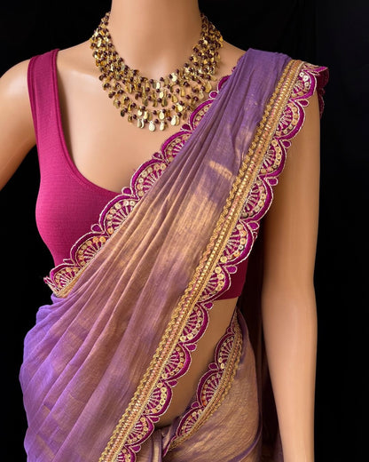 Glamorous Cotton Tissue silk Saree With Heavy benglory Silk Blouse